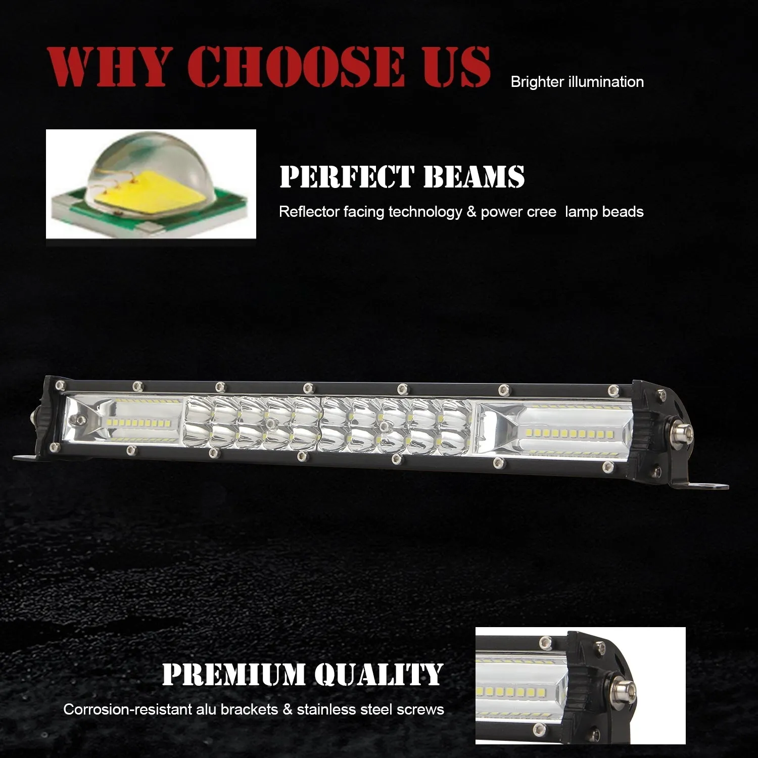 Eaglevision 15Inch LED Light Bar Spot Flood Work Light for SUV