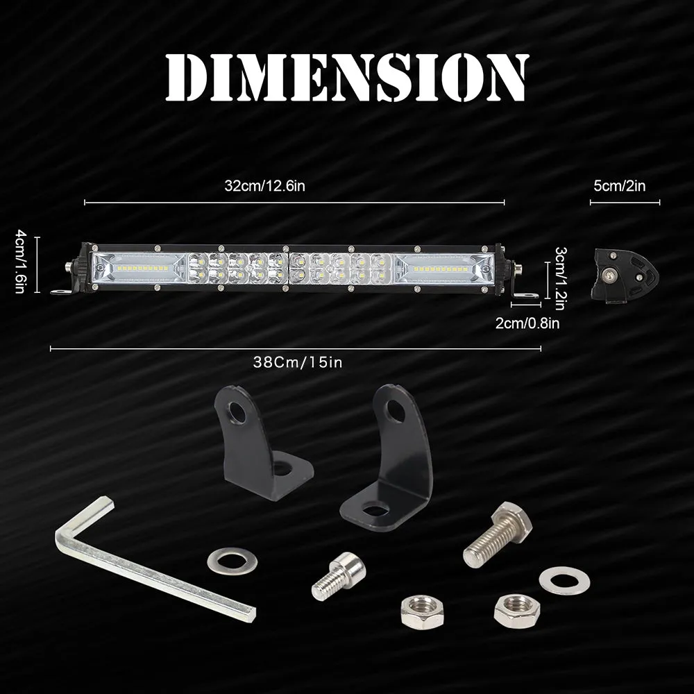 Eaglevision 15Inch LED Light Bar Spot Flood Work Light for SUV