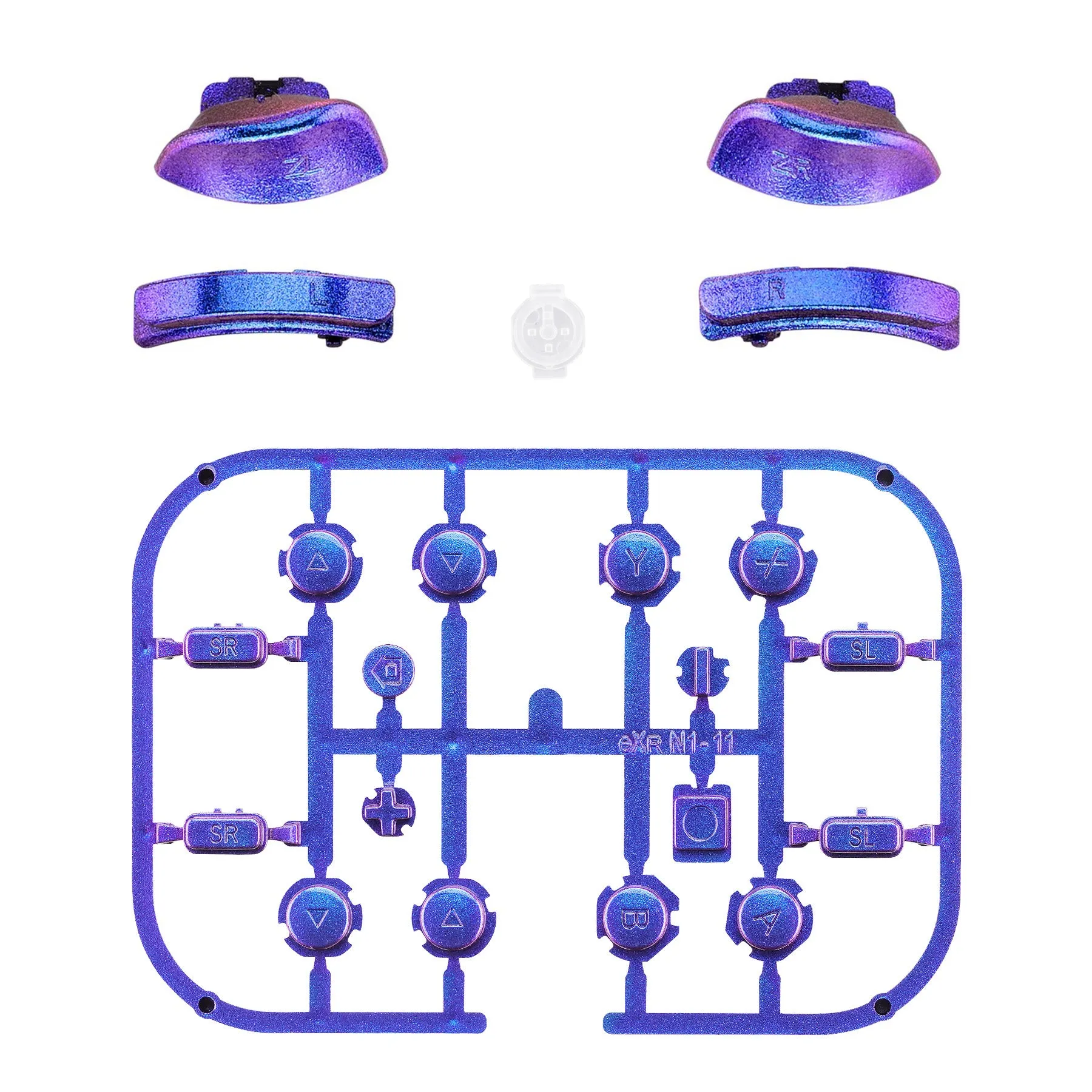 eXtremeRate Purple Blue Chameleon Replacement ABXY Direction Keys SR SL L R ZR ZL Trigger Buttons Springs, Full Set Buttons Repair Kits with Tools for NS Switch JoyCon & OLED JoyCon - JoyCon Shell NOT Included - AJ201