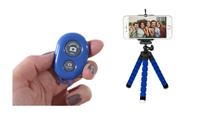 Flexible Selfie Tripod Kit   Bluetooth Pic Button - Ships Next Day!