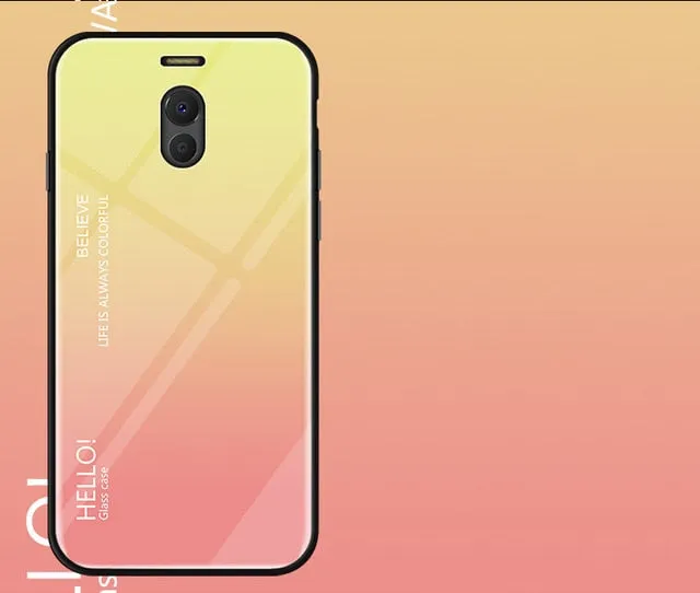 Fo Meizu M6 Note Case Luxury Hard Tempered Glass Fashion Gradient Protective Back Cover case For Meizu Note 6 full cover shell