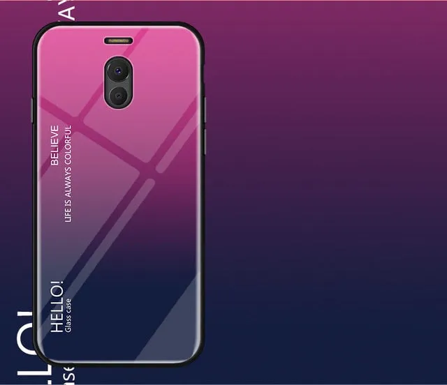 Fo Meizu M6 Note Case Luxury Hard Tempered Glass Fashion Gradient Protective Back Cover case For Meizu Note 6 full cover shell