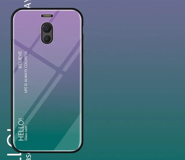 Fo Meizu M6 Note Case Luxury Hard Tempered Glass Fashion Gradient Protective Back Cover case For Meizu Note 6 full cover shell