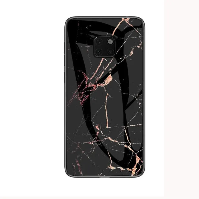 For Huawei Mate 20 Pro Case Luxury Marble Grain Hard Tempered Glass Protective Back Cover Case for huawei mate 20 20pro mate20