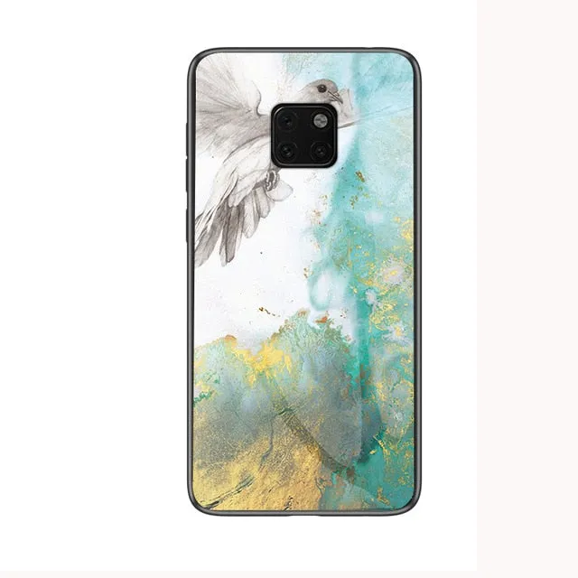 For Huawei Mate 20 Pro Case Luxury Marble Grain Hard Tempered Glass Protective Back Cover Case for huawei mate 20 20pro mate20
