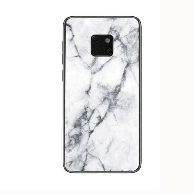 For Huawei Mate 20 Pro Case Luxury Marble Grain Hard Tempered Glass Protective Back Cover Case for huawei mate 20 20pro mate20