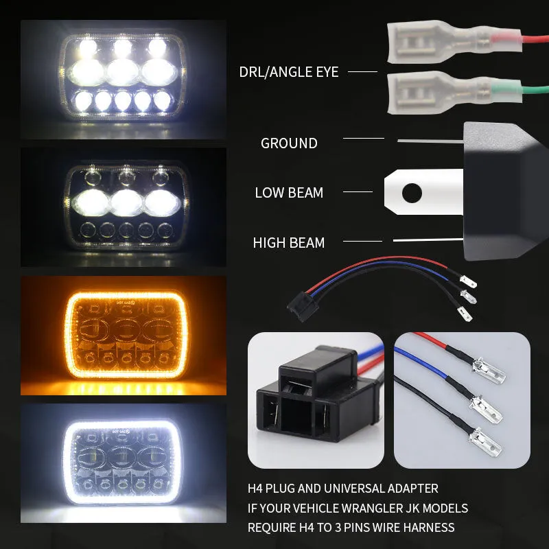 For Jeep Wrangler 500 W 30000LM 7 inch LED Headlights 5X7/7X6 Led