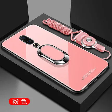 For Meizu 16Th Case Hard Tempered Glass With Stand Ring Magnet Protective Back Cover Case for meizu 16 16th Plus 16 th shell