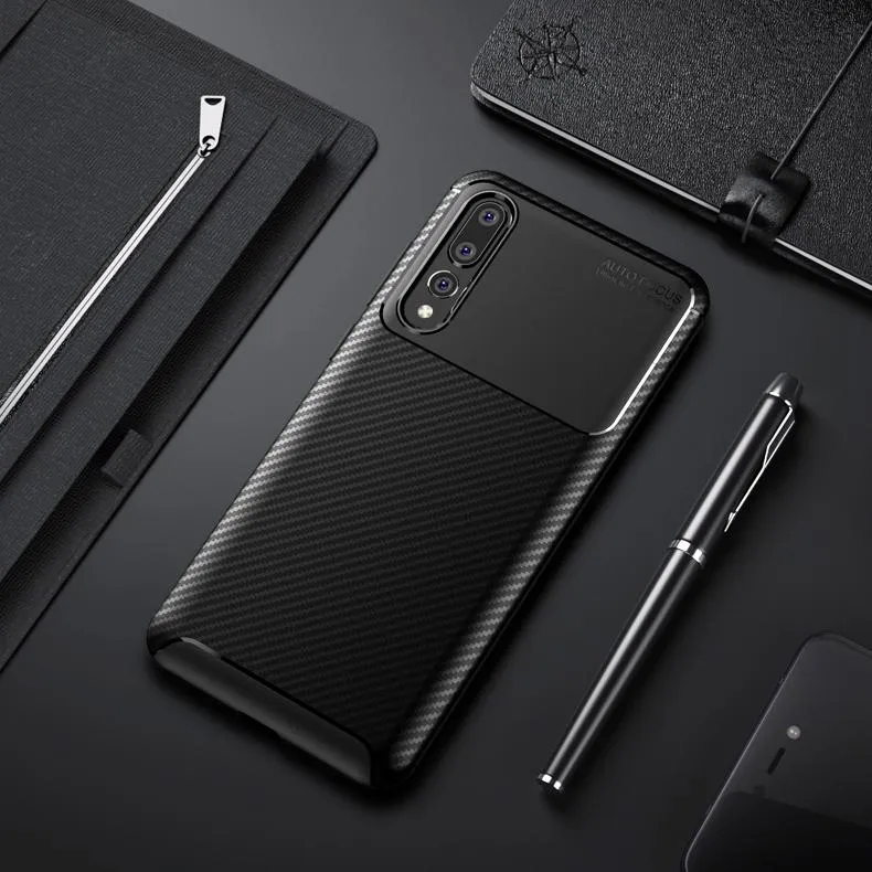 Galaxy S10 Plus Frosted Carbon Fiber Shockproof Soft Case