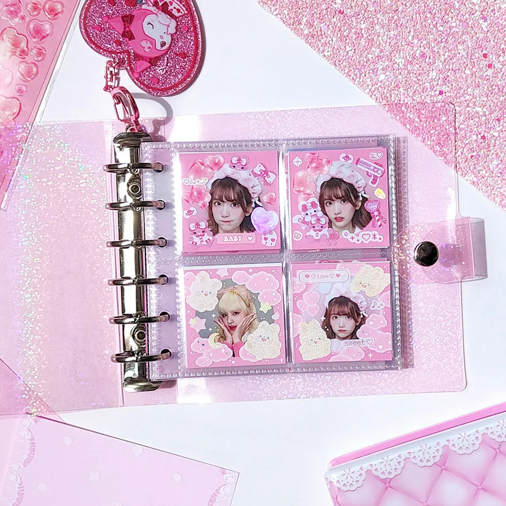 Glitter K-Pop 6-Ring Binder Scrapbook Album Pink