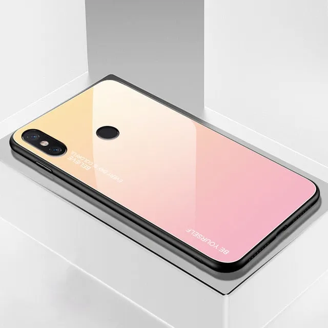 Gradient Tempered Glass Case For Xiaomi Redmi Note 7 5 6 Pro Pocophone F1 Mi8 Mi A2 Lite 6X 5X Mi9 SE 9t Cover Protective Fundas