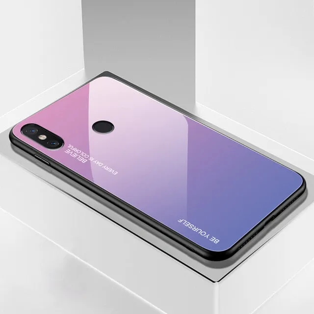 Gradient Tempered Glass Case For Xiaomi Redmi Note 7 5 6 Pro Pocophone F1 Mi8 Mi A2 Lite 6X 5X Mi9 SE 9t Cover Protective Fundas