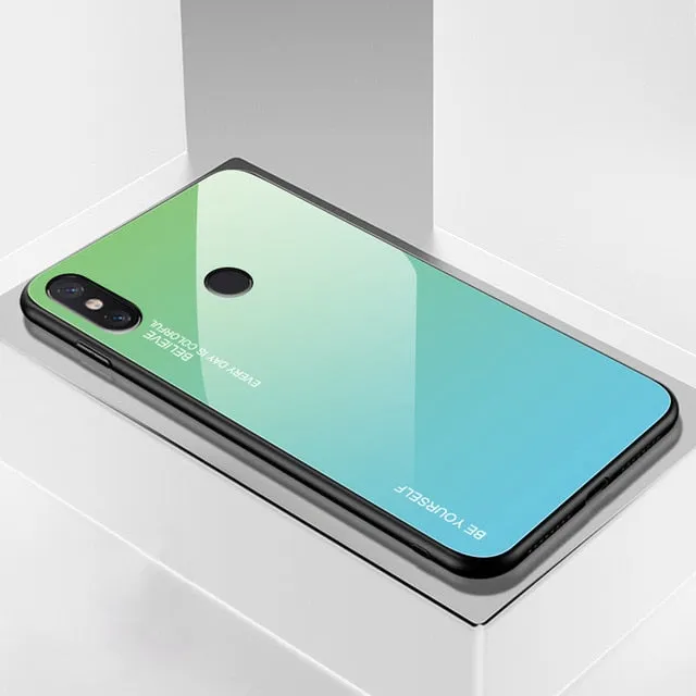 Gradient Tempered Glass Case For Xiaomi Redmi Note 7 5 6 Pro Pocophone F1 Mi8 Mi A2 Lite 6X 5X Mi9 SE 9t Cover Protective Fundas