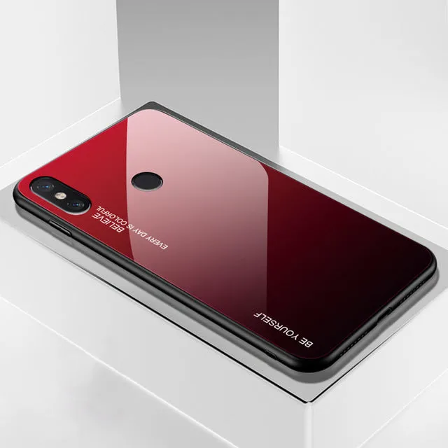 Gradient Tempered Glass Case For Xiaomi Redmi Note 7 5 6 Pro Pocophone F1 Mi8 Mi A2 Lite 6X 5X Mi9 SE 9t Cover Protective Fundas