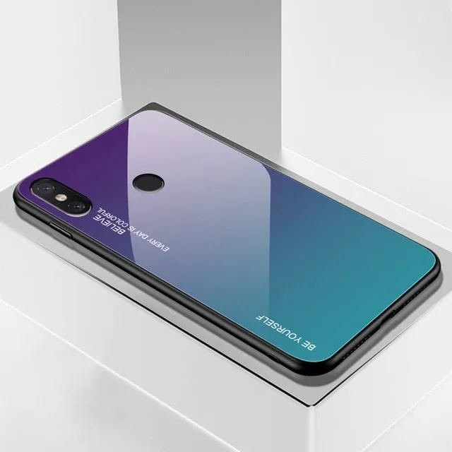 Gradient Tempered Glass Case For Xiaomi Redmi Note 7 5 6 Pro Pocophone F1 Mi8 Mi A2 Lite 6X 5X Mi9 SE 9t Cover Protective Fundas