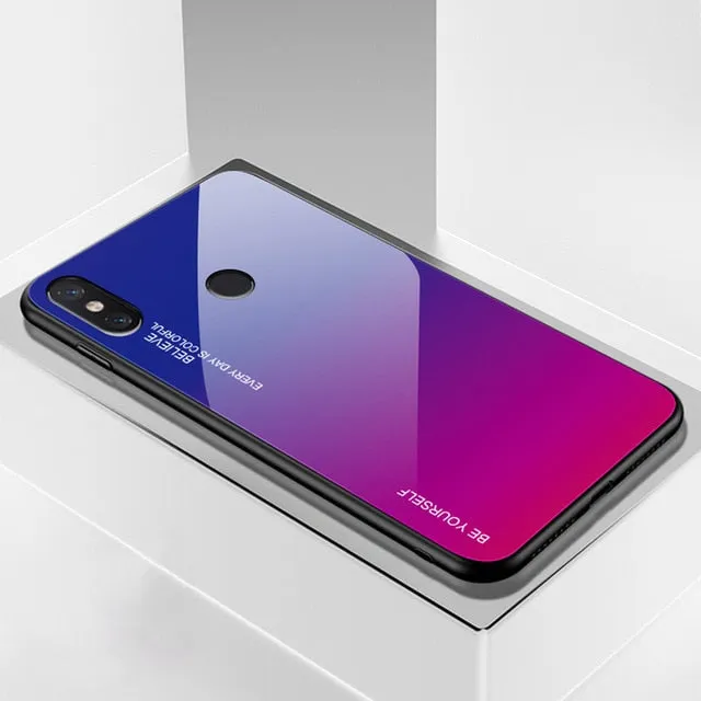 Gradient Tempered Glass Case For Xiaomi Redmi Note 7 5 6 Pro Pocophone F1 Mi8 Mi A2 Lite 6X 5X Mi9 SE 9t Cover Protective Fundas