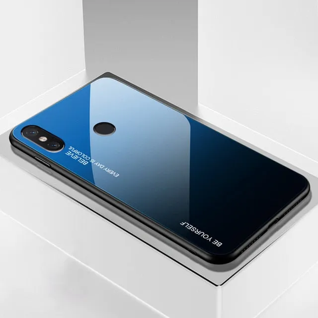 Gradient Tempered Glass Case For Xiaomi Redmi Note 7 5 6 Pro Pocophone F1 Mi8 Mi A2 Lite 6X 5X Mi9 SE 9t Cover Protective Fundas
