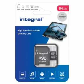 Integral V10 UHS-I U3 High Speed 64GB Memory Card - Black | INMSDX64G-100V10