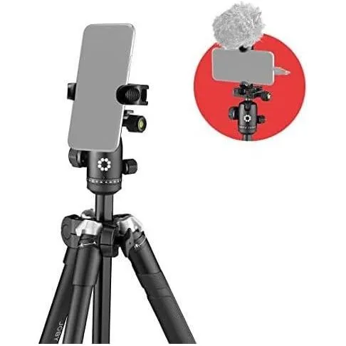 JOBY RangePod, Aluminium Traveller Camera/SmartphoneTripod with Ball Head, Universal Smartphone Clamp and Carrying Bag, for CSC,DSLR, Mirrorless, Mobile Phones, Black for Photo,Video, Vlogging
