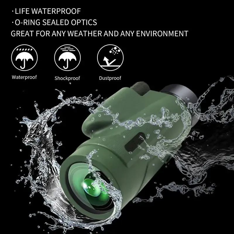Large 12x50 monocular field of view, outdoor camping, hunting, hd fmc telescope with tripod, cell phone holder, bird watching