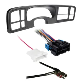 Metra DP-3002GY 2 DIN Dash Kit w/ Amp Harness & Antenna Adapter for GM Vehicles (Black)