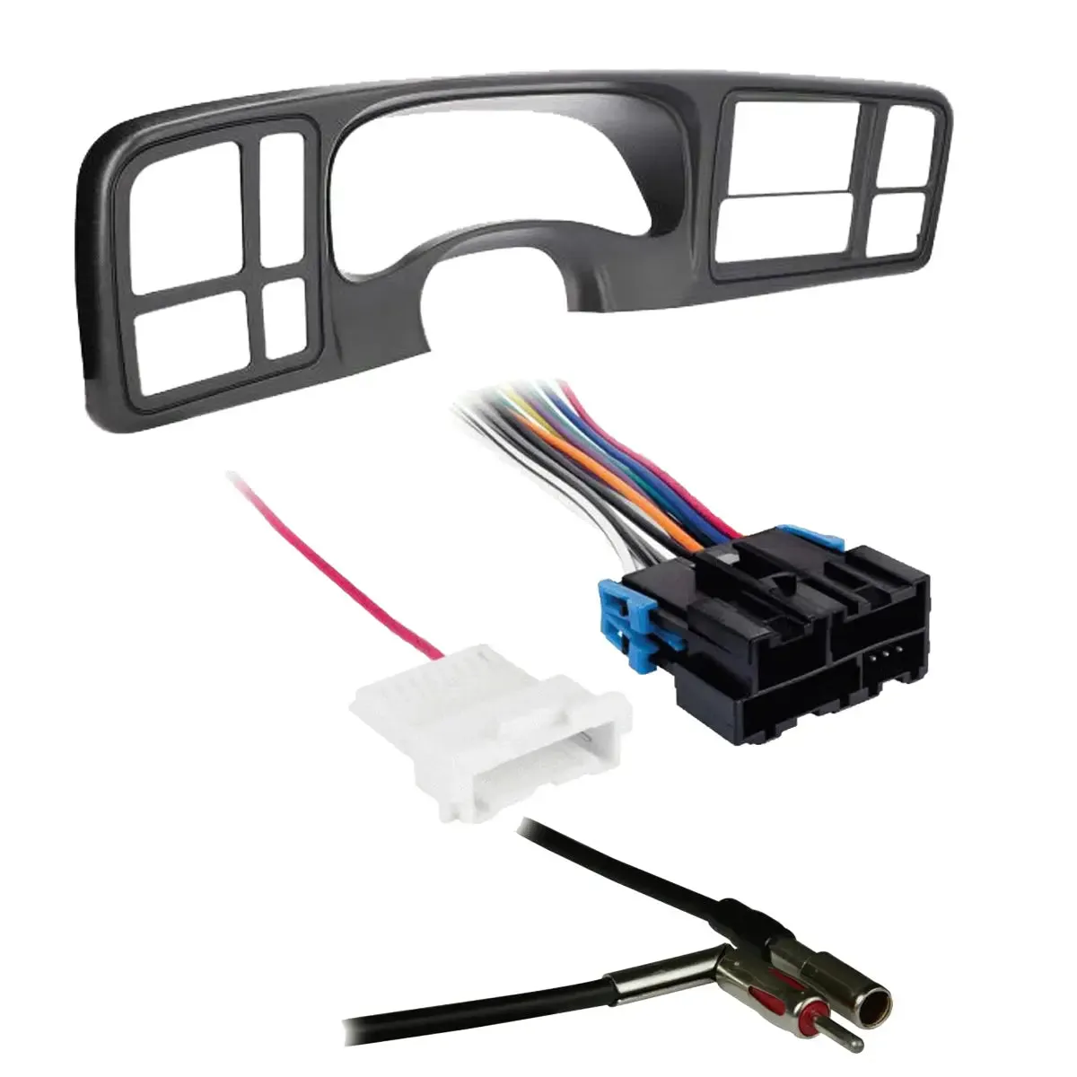 Metra DP-3002TB 2 DIN Dash Kit w/ Amp Harness & Antenna Adapter for GM Vehicles (Textured Black)
