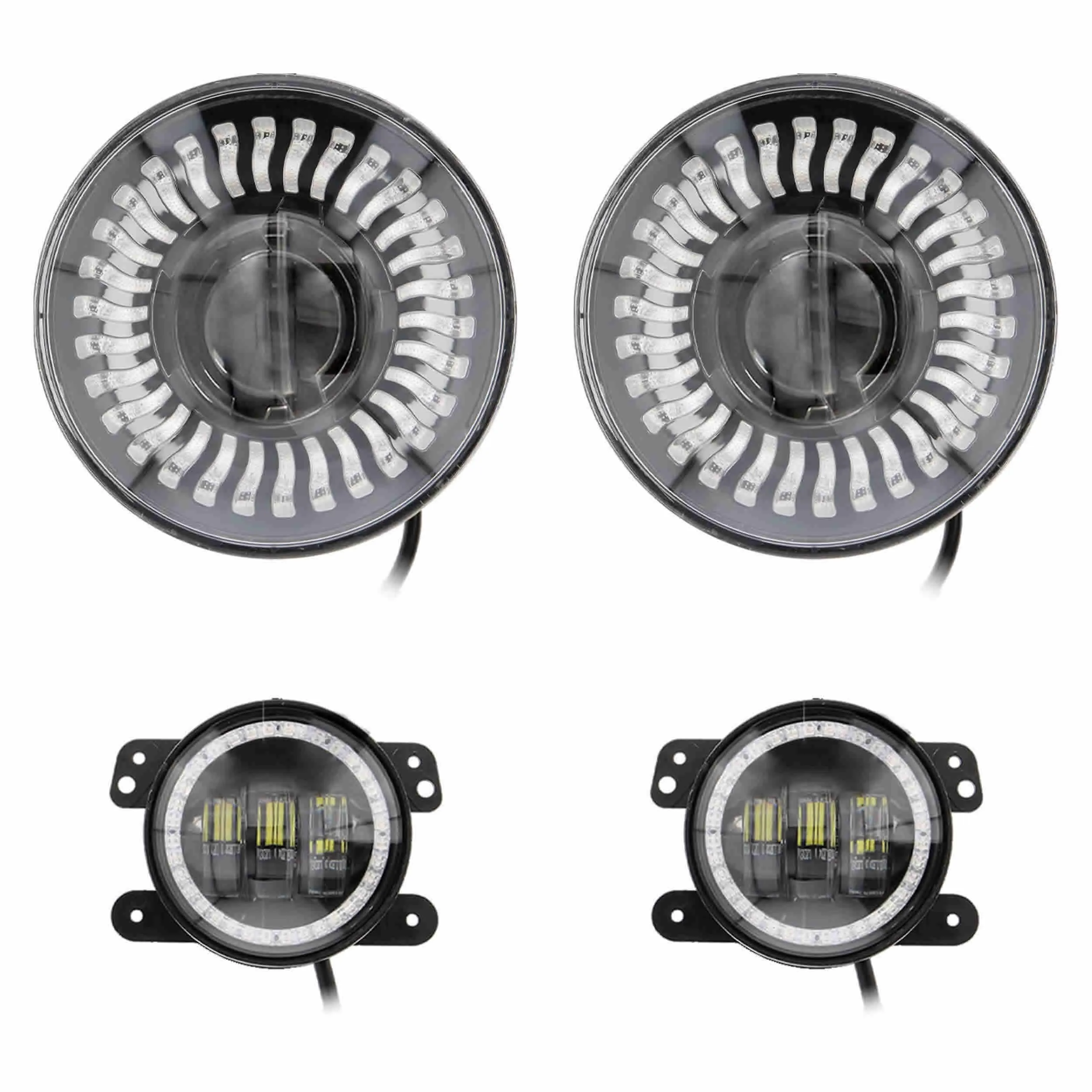 Metra JP-708RGBKT Chasing RGB 7" Projector lights & 4" Fog Lights w/Controller for Jeep