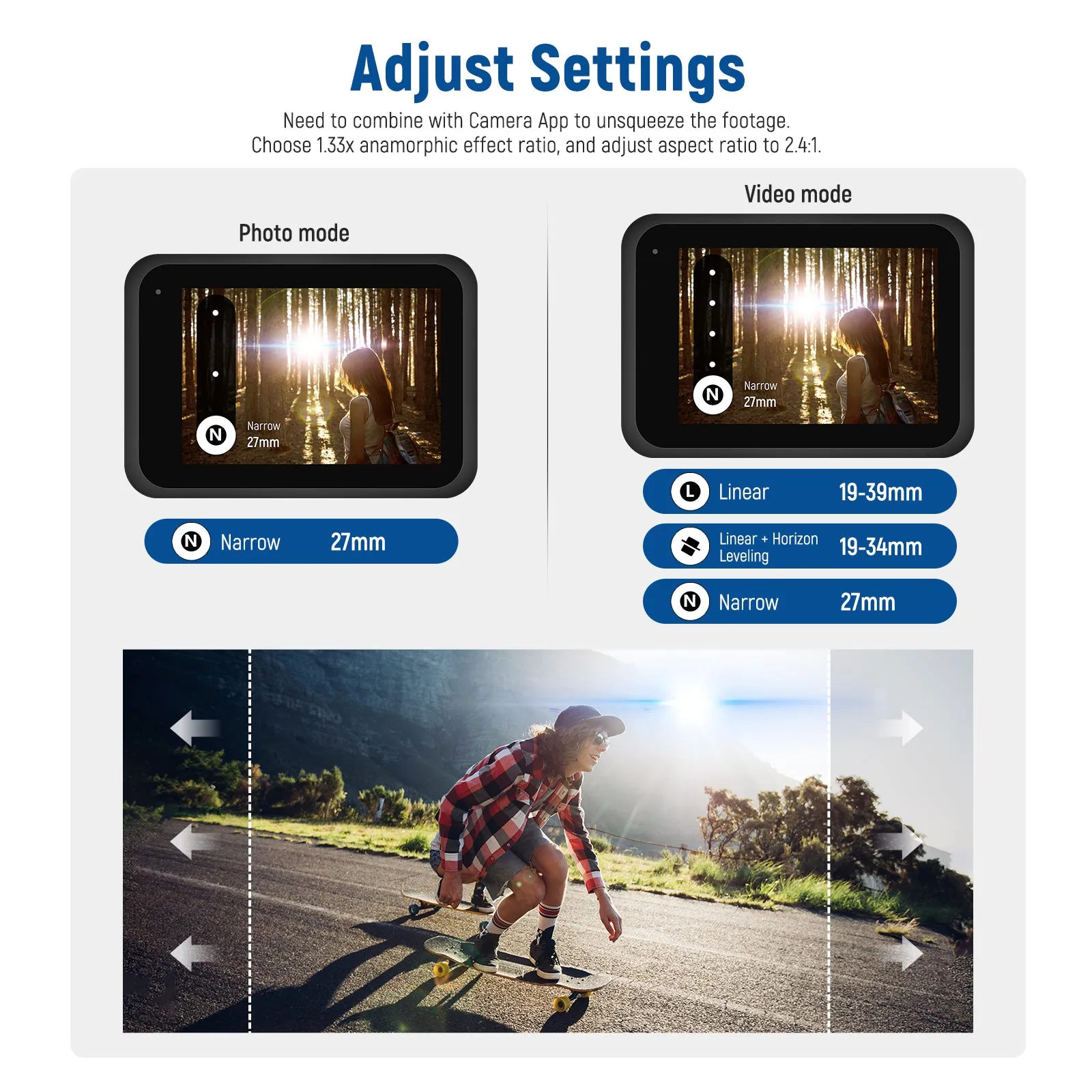 NEEWER 1.33x Anamorphic Lens Compatible with GoPro Hero 12/11/10/9