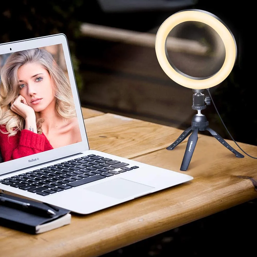 New in box! UBeesize 8" Selfie Ring Light with Mini Tripod Stand & Cell Phone Holder for Live Stream/Makeup, Mini Led Camera Ringlight for YouTube Video/Photography Compatible with iPhone Xs Max XR Android