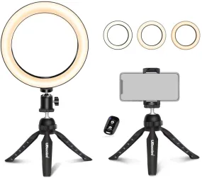New in box! UBeesize 8" Selfie Ring Light with Mini Tripod Stand & Cell Phone Holder for Live Stream/Makeup, Mini Led Camera Ringlight for YouTube Video/Photography Compatible with iPhone Xs Max XR Android