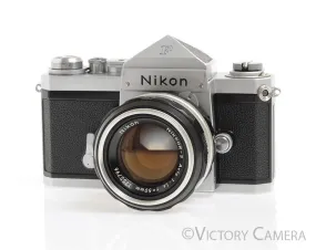 Nikon F Early 1960/61 64xxx w/ 50mm f1.4 Lens, Eye Level Finder -Good Seals-