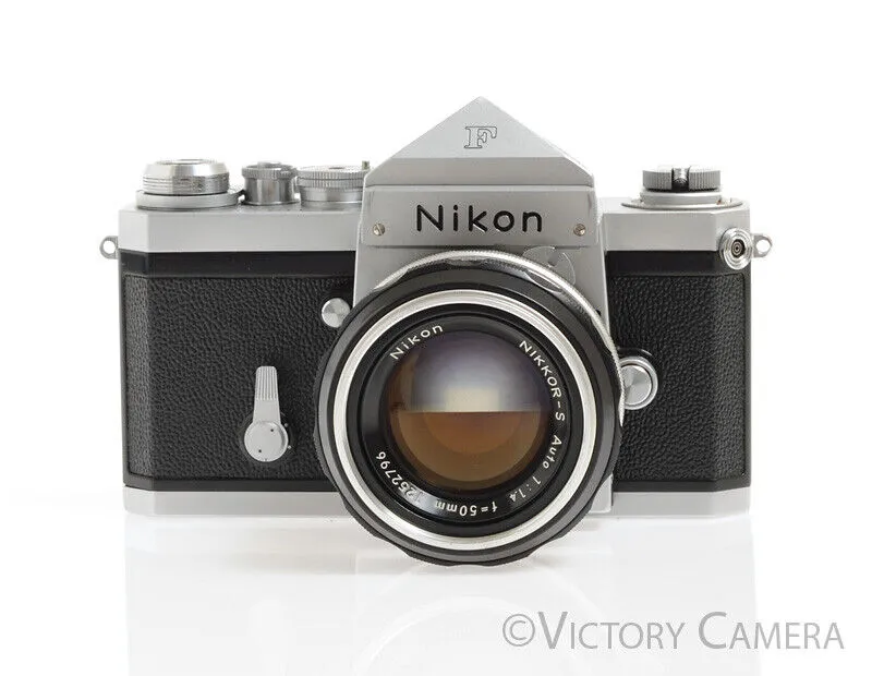 Nikon F Early 1960/61 64xxx w/ 50mm f1.4 Lens, Eye Level Finder -Good Seals-