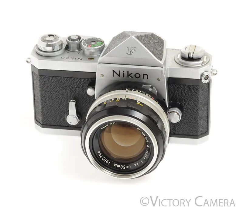 Nikon F Early 1960/61 64xxx w/ 50mm f1.4 Lens, Eye Level Finder -Good Seals-