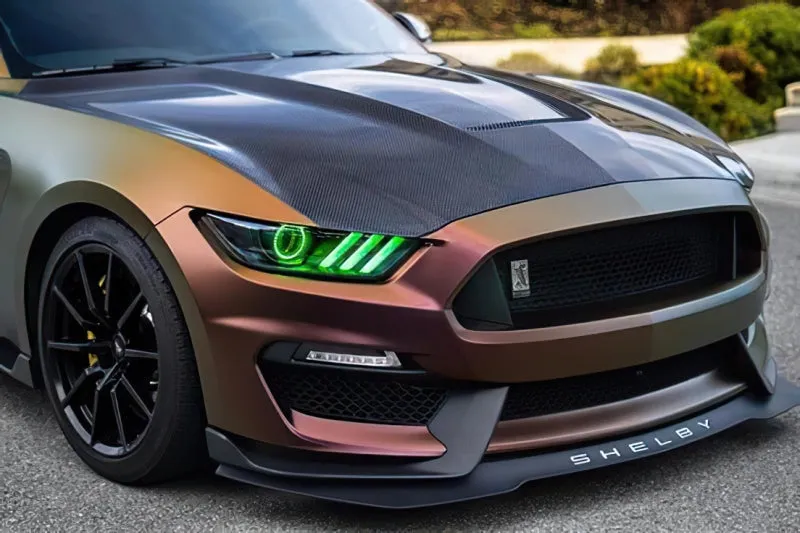 Oracle 15-17 Ford Mustang Dynamic RGB A Pre-Assembled Headlights - Black Edition - SEE WARRANTY