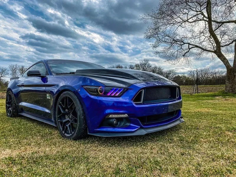 Oracle 15-17 Ford Mustang Dynamic RGB A Pre-Assembled Headlights - Black Edition - SEE WARRANTY