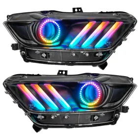 Oracle 15-17 Ford Mustang Dynamic RGB A Pre-Assembled Headlights - Black Edition - SEE WARRANTY