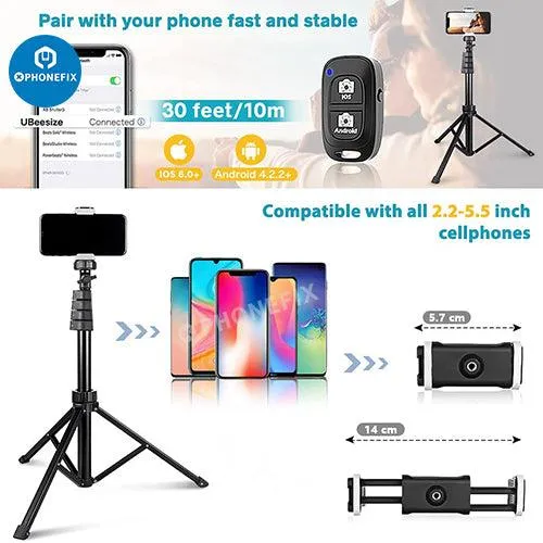 Phone Camera Tripod Stand With Wireless Remote And Head Mount