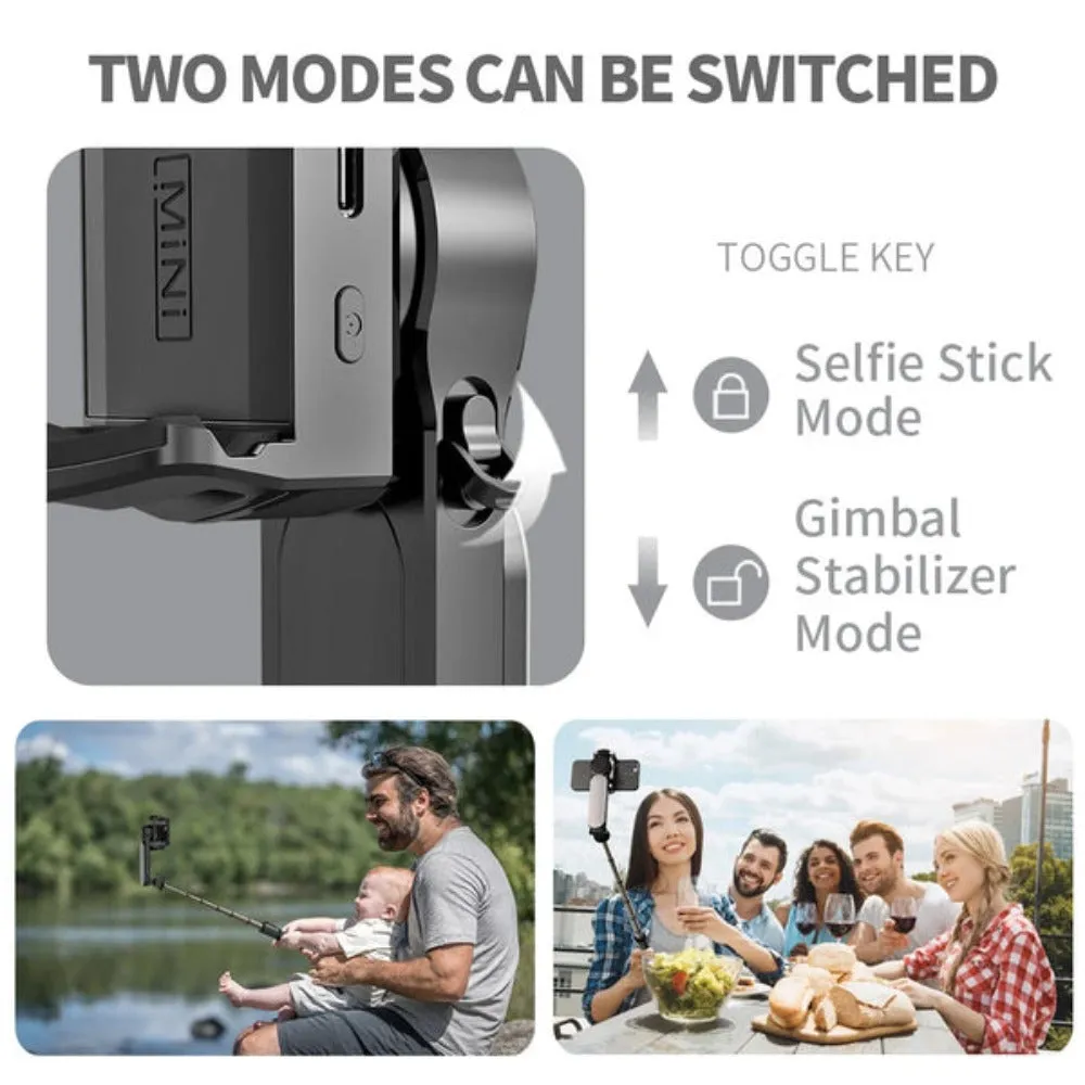 Portable Gimbal Selfie Stick with Bluetooth and Selfie Light