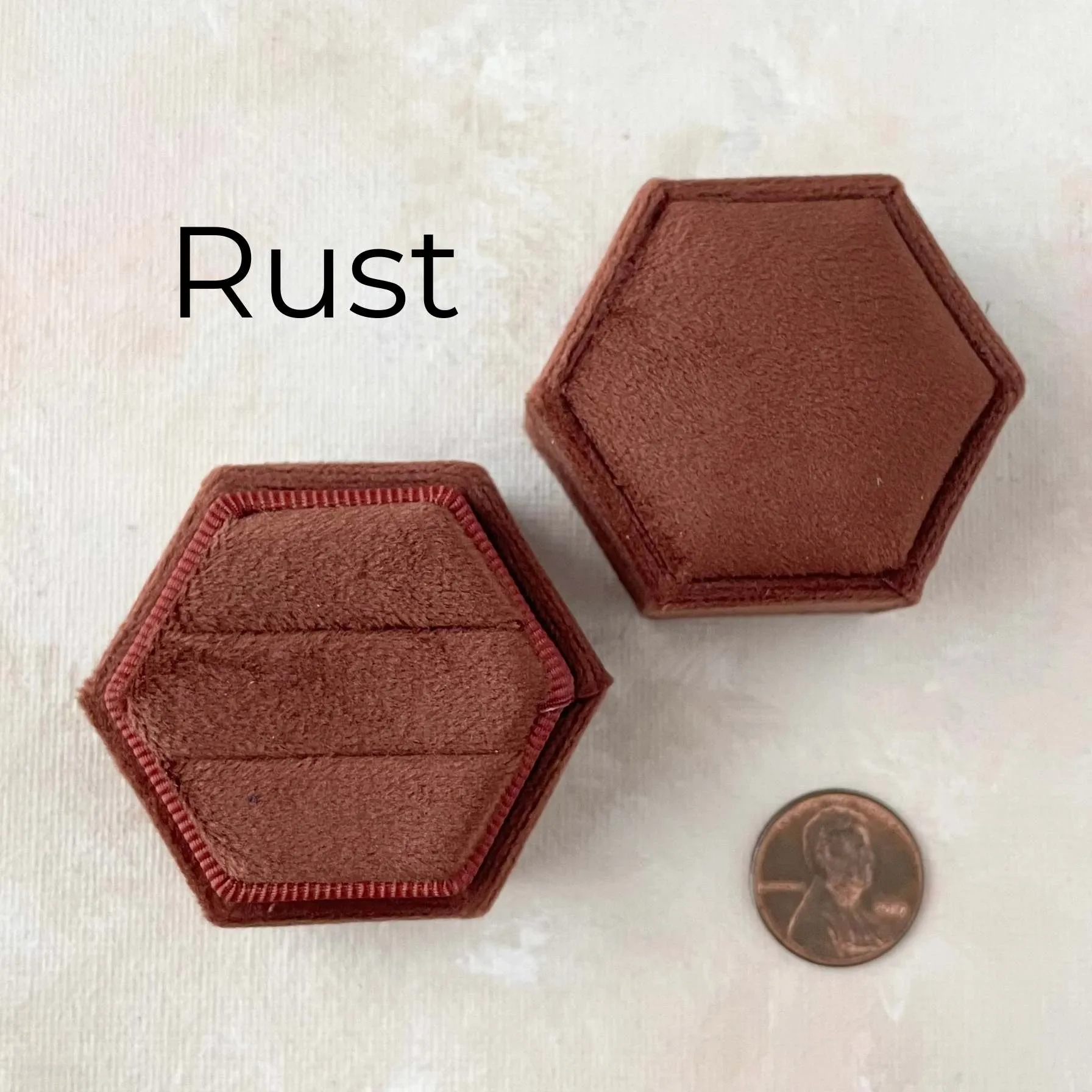 Rust Ring Box Hexagon