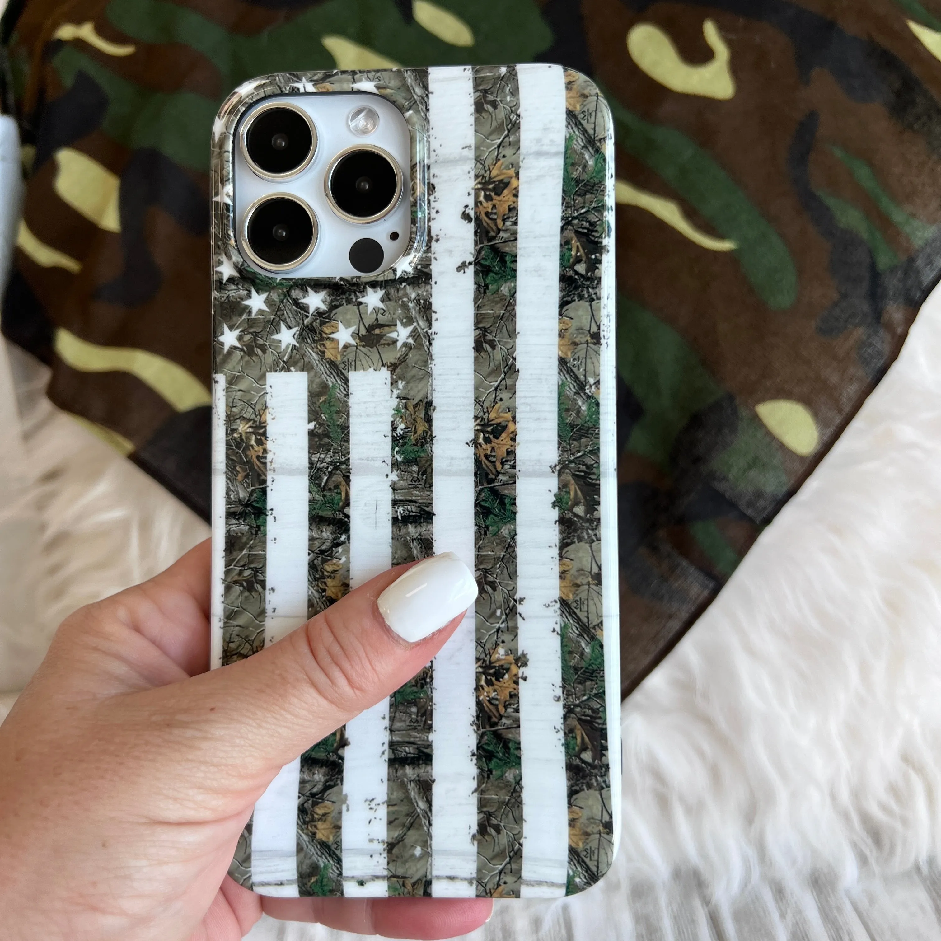 Rustic Camo Phone Flag Case For iPhone
