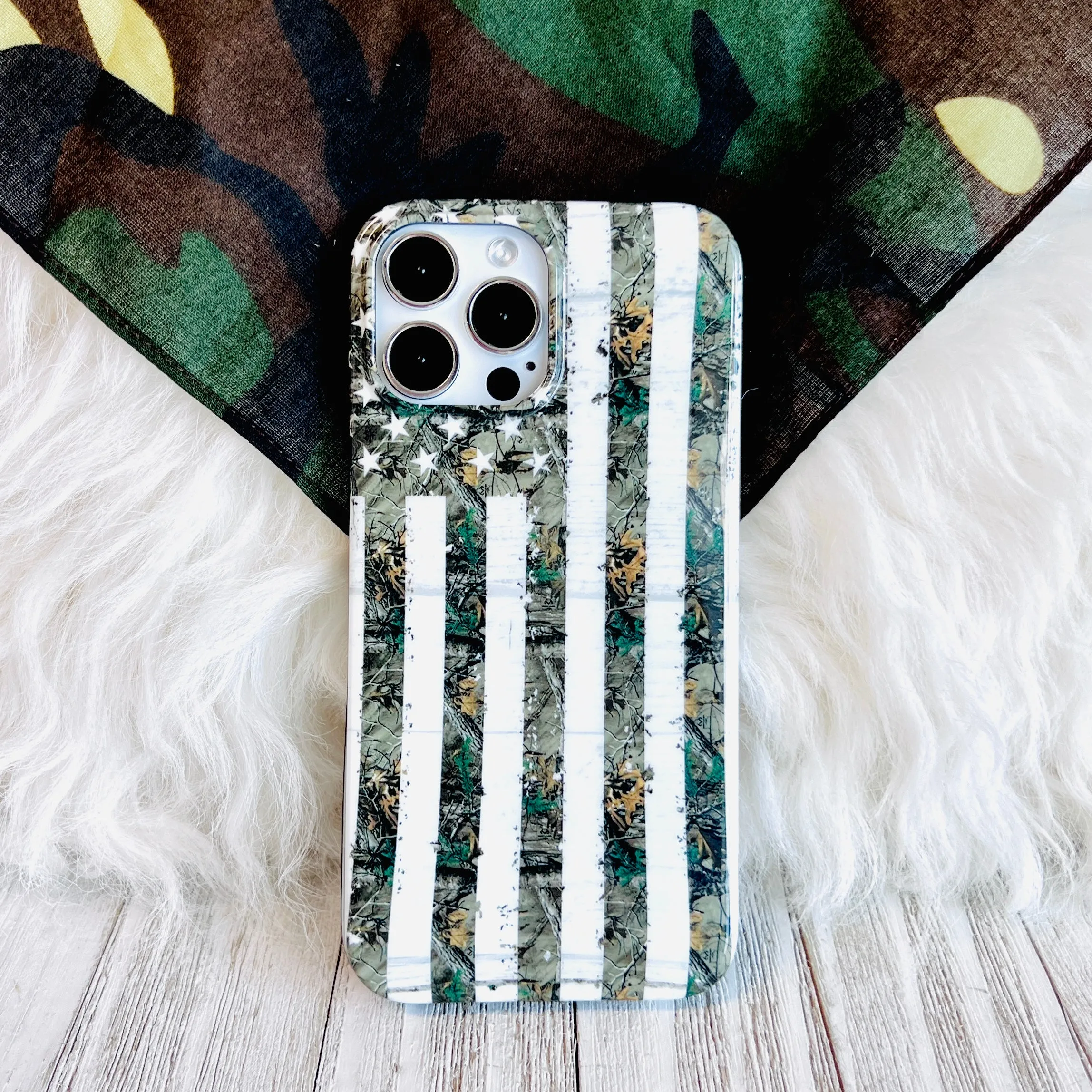Rustic Camo Phone Flag Case For iPhone