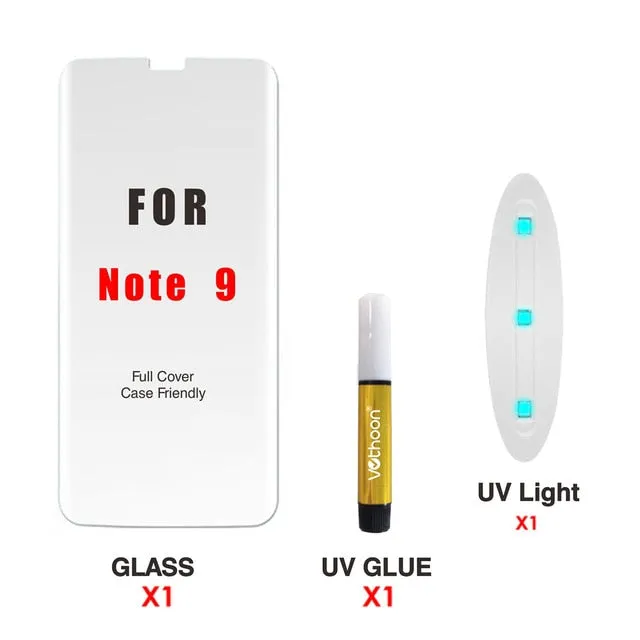 Screen Protector UV Glass For Samsung Galaxy S8 S9 Plus Note 8 9 3D Full Glue Curved edge Protective Tempered Glass