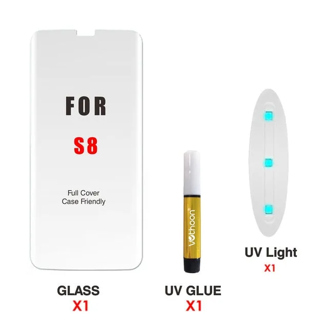 Screen Protector UV Glass For Samsung Galaxy S8 S9 Plus Note 8 9 3D Full Glue Curved edge Protective Tempered Glass