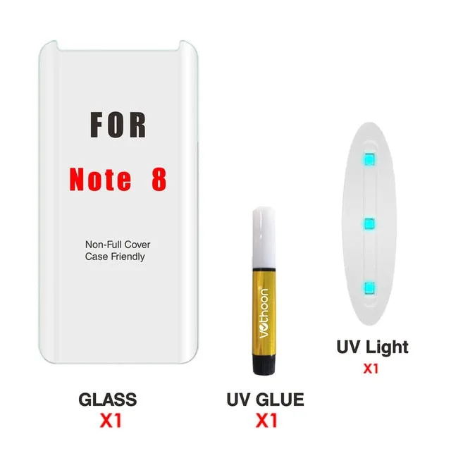 Screen Protector UV Glass For Samsung Galaxy S8 S9 Plus Note 8 9 3D Full Glue Curved edge Protective Tempered Glass