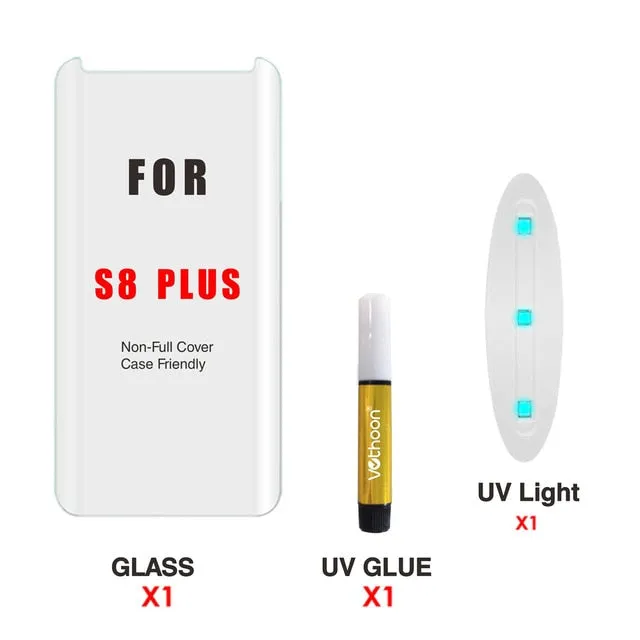 Screen Protector UV Glass For Samsung Galaxy S8 S9 Plus Note 8 9 3D Full Glue Curved edge Protective Tempered Glass