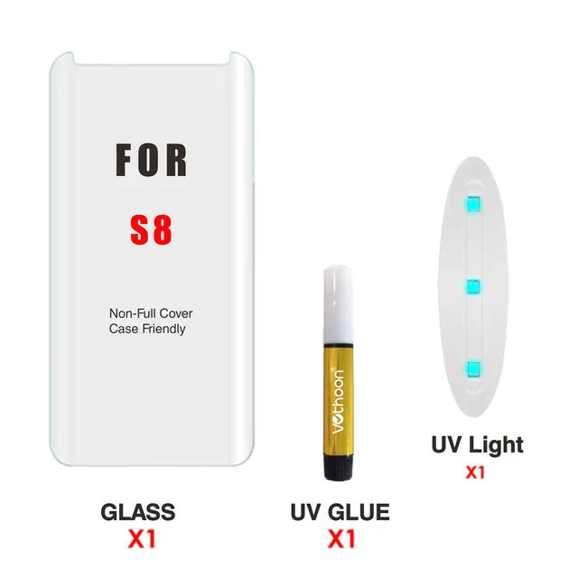 Screen Protector UV Glass For Samsung Galaxy S8 S9 Plus Note 8 9 3D Full Glue Curved edge Protective Tempered Glass