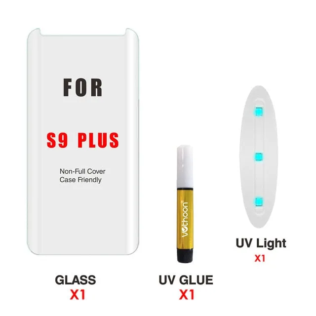 Screen Protector UV Glass For Samsung Galaxy S8 S9 Plus Note 8 9 3D Full Glue Curved edge Protective Tempered Glass