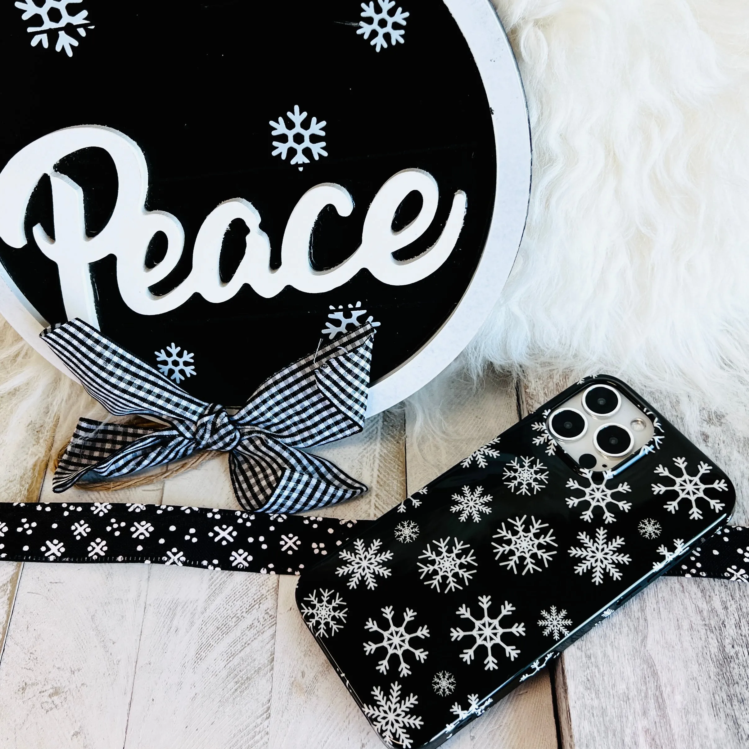Snowflakes Black Background Phone Case For iPhone