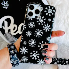 Snowflakes Black Background Phone Case For iPhone