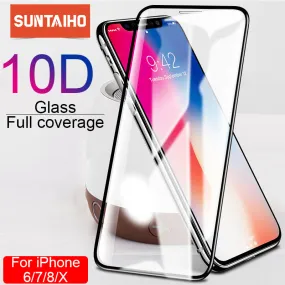 Suntaiho 10D protective glass for iPhone X XS 6 6S 7 8 plus glass screen protector for iPhone 7 6 X XR XS MAX screen protection